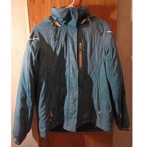 Lands' End Hooded Insulated Jacket Wmn Med 10 12 Nylon Winter Outdoor Coat